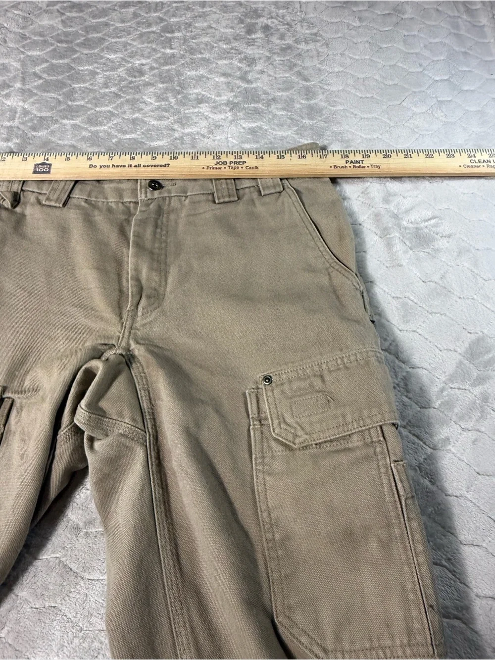 Duluth Trading Work Cargo Pants Tan Heavy Canvas Utility 32x30 Fits 34x28.5